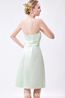 Apple Green Column knee-length Taffeta Ruch Maid of Honor Dress