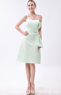 Apple Green Column knee-length Taffeta Ruch Maid of Honor Dress