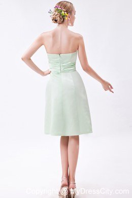 Apple Green Column knee-length Taffeta Ruch Maid of Honor Dress