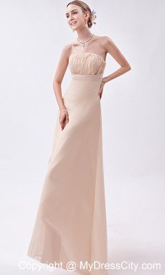 Champagne Empire Strapless High-low Chiffon Ruch Bridesmaid Dress