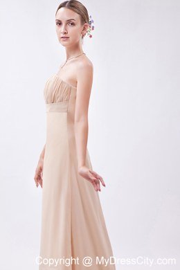 Champagne Empire Strapless High-low Chiffon Ruch Bridesmaid Dress