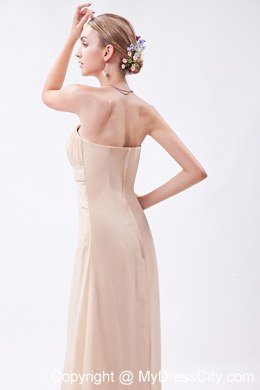 Champagne Empire Strapless High-low Chiffon Ruch Bridesmaid Dress