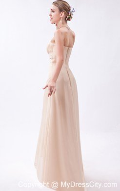 Champagne Empire Strapless High-low Chiffon Ruch Bridesmaid Dress