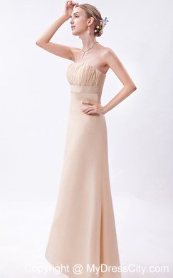 Champagne Empire Strapless High-low Chiffon Ruch Bridesmaid Dress