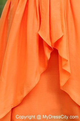 Orange Empire V-neck Knee-length Chiffon Ruch Bridesmaid Dress