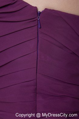 Purple Column Strapless Mini-length Chiffon Dress for Bridesmaid