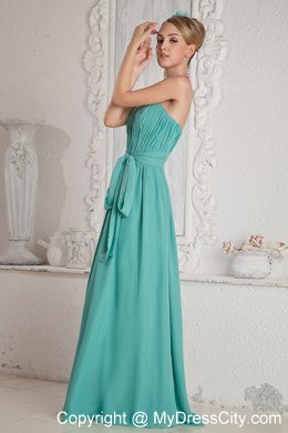 Cheap Turquoise Ruched Sweetheart Bridesmaid Dress with Sash