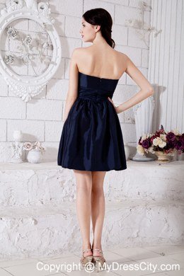 Discount Mini-length Navy Blue Bridesmaid Dress with Ruching