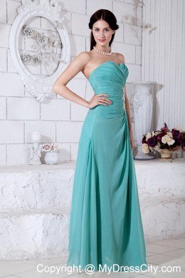 Turquoise Chiffon Appliques Bridesmaid Dress in Ankle-length