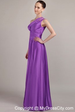 One Shoulder Empire Floor-length Taffeta Junior Bridesmaid Dress