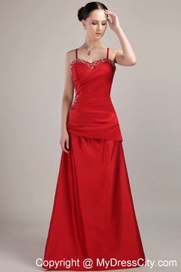 Wine Red Column Spaghetti Straps Beaded Junior Bridesmaid Dresses