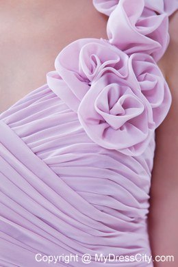 Lavender Hand Made Flower One Shoulder Column Bridesmaid Dresses 