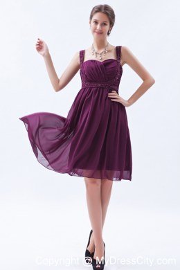 Elegant Chiffon Straps Beading Knee-length Dresses For Bridesmaid