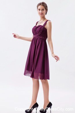 Elegant Chiffon Straps Beading Knee-length Dresses For Bridesmaid