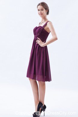 Elegant Chiffon Straps Beading Knee-length Dresses For Bridesmaid