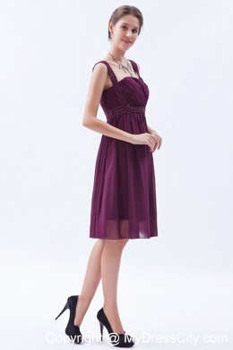 Elegant Chiffon Straps Beading Knee-length Dresses For Bridesmaid