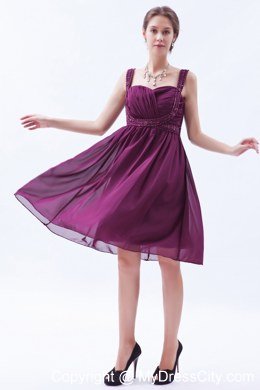 Elegant Chiffon Straps Beading Knee-length Dresses For Bridesmaid