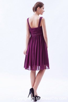 Elegant Chiffon Straps Beading Knee-length Dresses For Bridesmaid