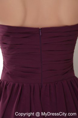 Pleating Sweetheart Tea-length Chiffon Bridesmaid Dresses in Purple