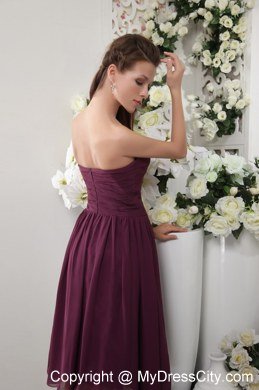 Pleating Sweetheart Tea-length Chiffon Bridesmaid Dresses in Purple