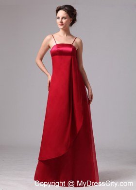 Wine Red A-line Spaghetti Straps Floor-length Bridesmaid Dress