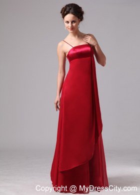 Wine Red A-line Spaghetti Straps Floor-length Bridesmaid Dress