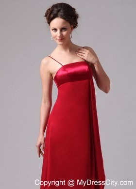 Wine Red A-line Spaghetti Straps Floor-length Bridesmaid Dress