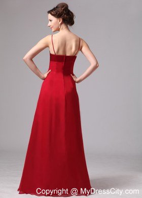 Wine Red A-line Spaghetti Straps Floor-length Bridesmaid Dress