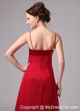 Wine Red A-line Spaghetti Straps Floor-length Bridesmaid Dress