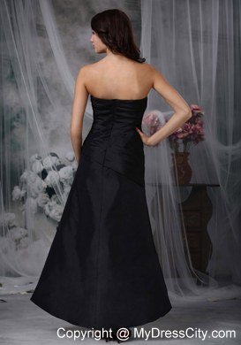 Black Strapless Zipper-up Back Ruched Dress for Bridesmaid