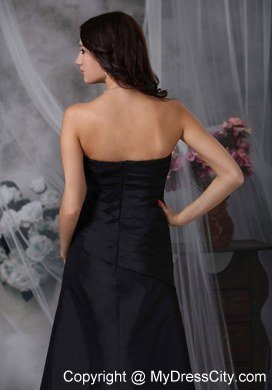 Black Strapless Zipper-up Back Ruched Dress for Bridesmaid