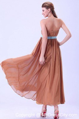 Ruched and Beaded Empire Belt Chiffon Dress for Bridesmaid