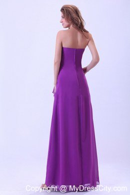 Purple Empire Ruched and Beaded Chiffon Bridesmaid Dress