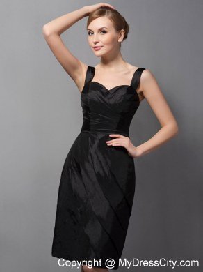 Black Column Straps Sweetheart Ruched Dress for Bridesmaid