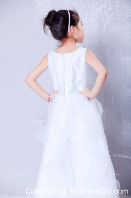 Ankle-length Organza Beading Flower Girl Dress with Ruches Layer