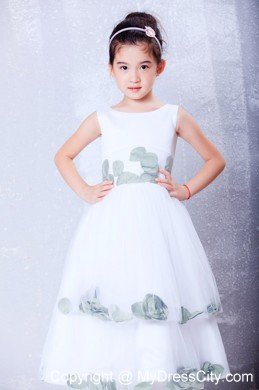 Watermark Flowers for Tea-length Tulle and Taffeta Flower Girl Dress