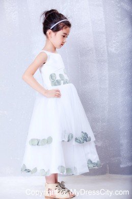 Watermark Flowers for Tea-length Tulle and Taffeta Flower Girl Dress