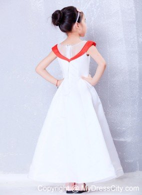 Transparent Scoop for Satin and Organza Embroidery Flower Girl Dress