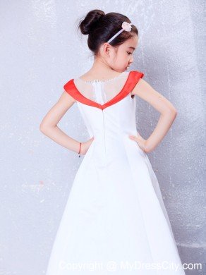 Transparent Scoop for Satin and Organza Embroidery Flower Girl Dress