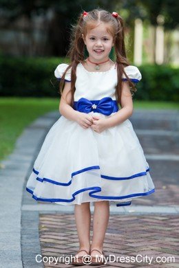 Bowknot Decorated for Taffeta and Organza Ruched Flower Girl Dress