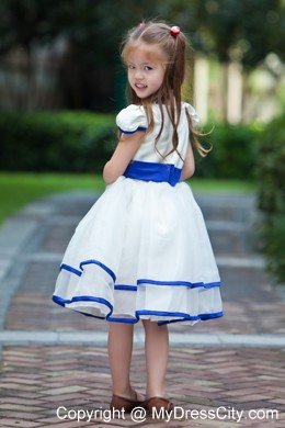 Bowknot Decorated for Taffeta and Organza Ruched Flower Girl Dress