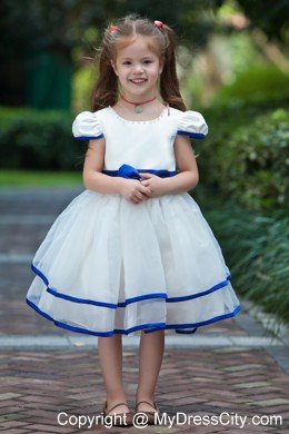 Bowknot Decorated for Taffeta and Organza Ruched Flower Girl Dress