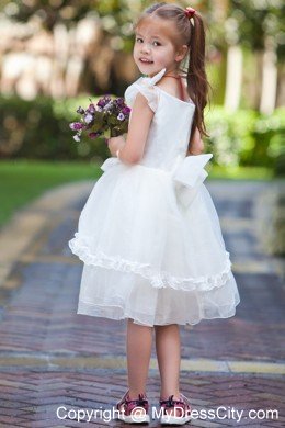 Handle Flowers for V-neck Taffeta and Organza Ruched Flower Girl Dress