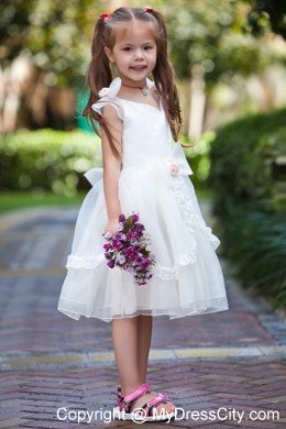 Handle Flowers for V-neck Taffeta and Organza Ruched Flower Girl Dress