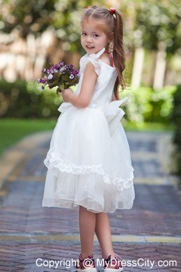 Handle Flowers for V-neck Taffeta and Organza Ruched Flower Girl Dress