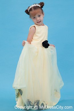 Handle Flowers for Light Yellow Scoop Tulle Flower Girl Dress