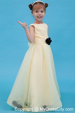 Handle Flowers for Light Yellow Scoop Tulle Flower Girl Dress