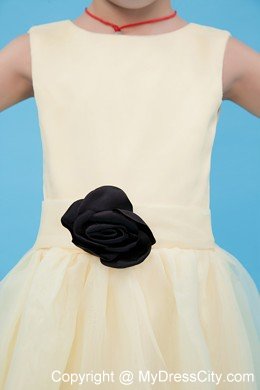 Handle Flowers for Light Yellow Scoop Tulle Flower Girl Dress