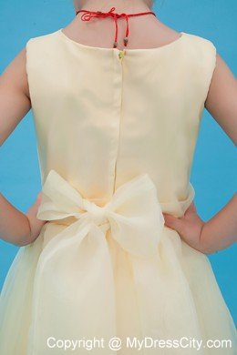 Handle Flowers for Light Yellow Scoop Tulle Flower Girl Dress