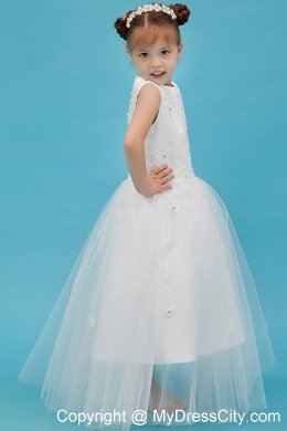 Appliques Decorate A-line Scoop Floor-length Flower Girl Dress